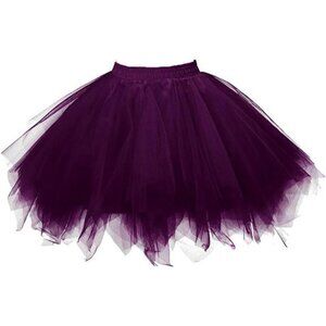 Women's Short Vintage Ballet Bubble Puffy Tutu Petticoat Skirt Pink Watermelon F